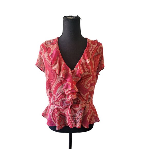 Victoria's Secret Pajama Ressort Set Coverup Red Paisley Size L Paisley Casual - Picture 2 of 12